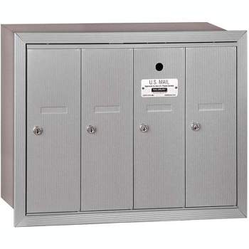Salsbury Industries Vertical Mailbox - 4 Doors - Aluminum - Recessed Mounted - USPS Access