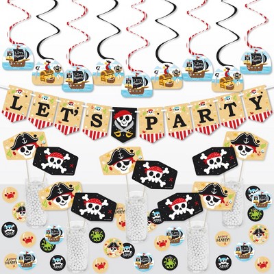 Personalized Pirate Ship Adventures - Custom Skull Birthday Party Favor Circle Sticker Labels - Custom Text - 24 Count