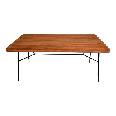 Two-Tone Industrial Wooden Top Rectangular Dining Table with Metal Frame Brown/Black - The Urban Port