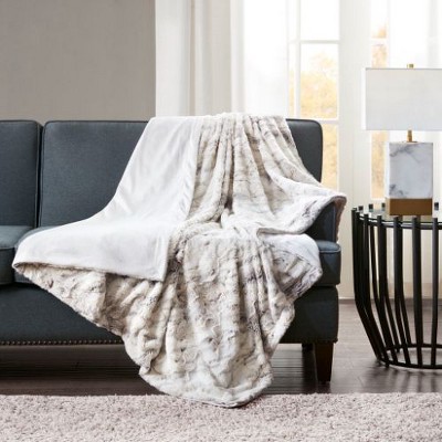 Sapphtopaz Oversized Faux Fur Throw Blanket, 60" x 70" Reversible Faux Mink Luxury Decorative Blanket, Throw Blanket for Couch, Fleece Blankets