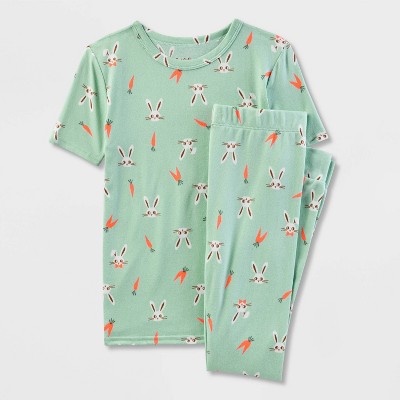 Kids' 'Easter Bunnies Carrot' Short Sleeve Tight Fit Pajama Set - Cat & Jack™ Soft Green 6