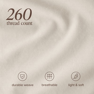 Twin XL French Beige Organic Cotton Percale Sheet Set