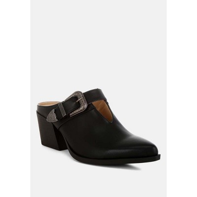 Holler Carved Buckle Statement Mules - image 2