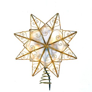 Kurt Adler 10-Light LED Capiz with Scroll Accents Star Tree Topper - 1 of 4