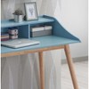 Vynxaria Mid-Century Modern Wood Writing Desk with Hutch - Blue, 4 Open Shelves, Rounded Angled Legs, 43.3"W x 24.5"D x 36.8"H - 4 of 4