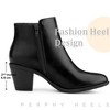 BLISSFUL STEP Women's Mid-height Heels Zipper Dressy Ankle Chelsea Booties - 4 of 4