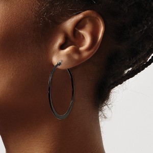 Chisel Stainless Steel Polished Black IP-plated 43mm Diameter 2mm Hoop Earrings - 1 of 4