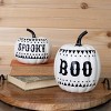Spooky and Boo Pumpkin Set of 2 Polyresin Pumpkins – Stylish White & Black Halloween Accents 5"–7.5" by Melrose - 2 of 4