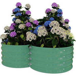 2-Pack White Galvanized Steel Raised Garden Beds, 12” Deep with Floral Edge, Rust-Resistant, Easy Assembly - 1 of 4