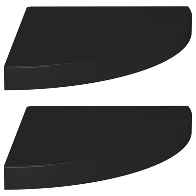 vidaXL Floating Corner Shelves 2 pcs Black 13.8"x13.8"x1.5" MDF