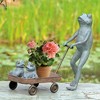 SPI Home Frog Family with Wagon Planter – Whimsical Metal Garden Sculpture with Integrated Plant Holder - 2 of 3