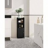 Bathroom Storage Cabinet Corner Floor Cabinet with Doors Adjustable Shelf Narrow Toilet Paper Cabinet Small Spaces Black - 3 of 4