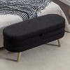 Boucle Entryway Bench With Storage Shoe Changing Stool Upholstered Oval  Ottoman Stool Seat With Wood Legs For Bedroom Living Room-Cuddlewood - 4 of 4