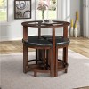 Roundhill Furniture Cylina Solid Wood Glass Top Round Counter Height Table with 4 Stools - 2 of 4