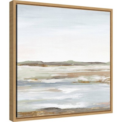 16" x 16" Maple Framed Abstract Landscape Canvas Wall Art