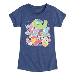 Girls' - Marvel - Avengers Easter Stickers Fitted Short Sleeve Graphic T-Shirt - 1 of 4
