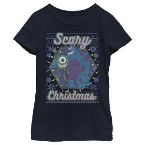 Girl's Monsters Inc Christmas Scary Monsters T-Shirt - 1 of 3