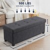 Ornavo Home Foldable Tufted 43 Inch Long Linen Bench Storage Ottoman with Legs for Bedroom, Entryway and Living Room - 2 of 4