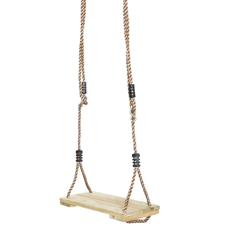PLAYBERG Outdoor Wooden Tree Swing with Hanging Ropes, 1 of 8