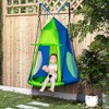 Outsunny Kids Hanging Tree Swing Tent for Backyard, Waterproof Hammock Chair Nest Pod, Saucer Swing with Screen Window, Rolling Door, Green - 3 of 4