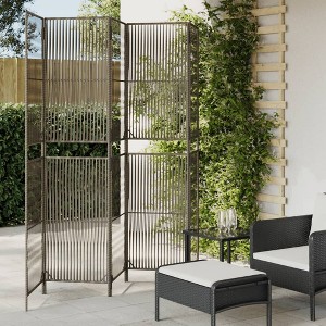 vidaXL Room Divider 5 Panels Gray Poly Rattan - 1 of 4