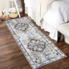 Boho Floral Vintage Faux Wool Washable Area Rug Ultra Thin Stain Resistant Pet Friendly Non Slip Accent Carpet for Living Room Bedroom Kitchen - 3 of 4