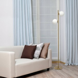 66" Tall Mid-Century Modern Tree Floor Lamp with Dual White Glass Globe Shade - Simple Design - 1 of 4