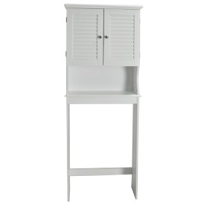 Redmon Louvered Over-The-Toilet Space Saver Cabinet, Adjustable Shelf, White - 1 of 4