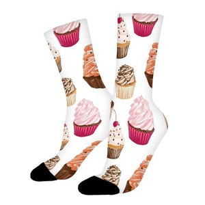 Cute Cupcakes Women Printed Crew Socks Funny Funky Socks Soft Polyester Novelty Gifts for Artists Men - 1 of 1
