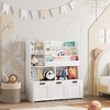 GustoWave Large Toy Storage Organizer with 3 Movable Drawers,Kid's Bookshelf with 4 Storage Cubbies and 4 Layer Sling Bookcase,Toy Chest, White - 4 of 4