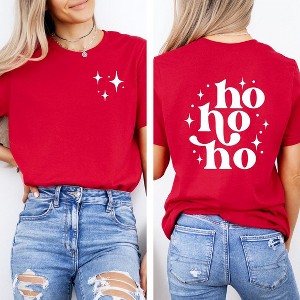 Simply Sage Market Women's Whimsical Ho Ho Ho Front and Back Short Sleeve Graphic Tee - 1 of 4