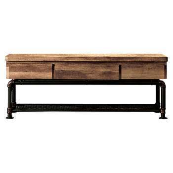 Stonehedge Industrial Pipe Inspired TV Stand for TVs up to 60" Black/Natural - HOMES: Inside + Out
