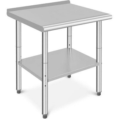 Stainless Steel Table, Heavy-Duty Metal Commercial Prep Table with Open Storage Racks for Restaurant Kitchens, Home, Hotels, Food Preparation