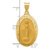 Black Bow Jewelry 14k Yellow Gold Hollow Oval Satin Miraculous Medal Pendant, 15 x 32mm - 4 of 4