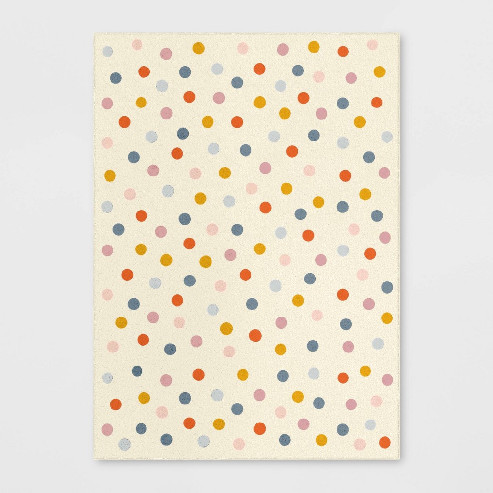 5'x7' Multi Dot Rug White - Pillowfort™
