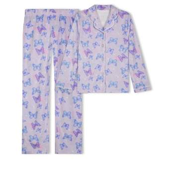 Sleep On It Girls 2-Piece Button-Front Coat Pajama Set