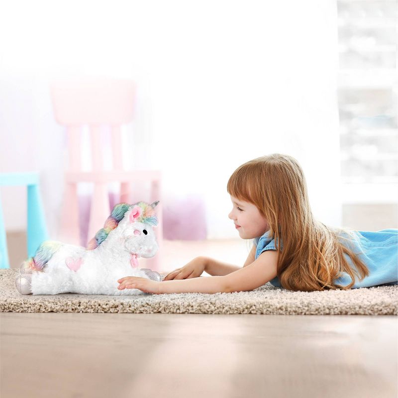 FAO Schwarz Glow Brights Toy Plush LED with Sound White Unicorn 15&#34; Stuffed Animal, 5 of 10