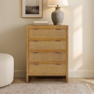 Hatteras Modern Boho 4-Drawer Dresser with Solid Wood & Natural Rattan Accents-Teamson Home - 1 of 4