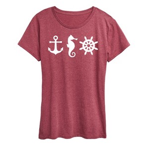 Women's - Instant Message - Nautical Symbols Short Sleeve Graphic T-Shirt - 1 of 4
