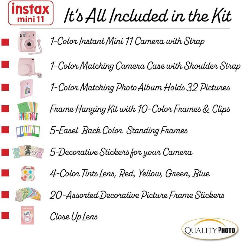 Fujifilm Instax Mini 11 Instant Camera with Case Album and More Accessory Kit Blush Pink, 3 of 8