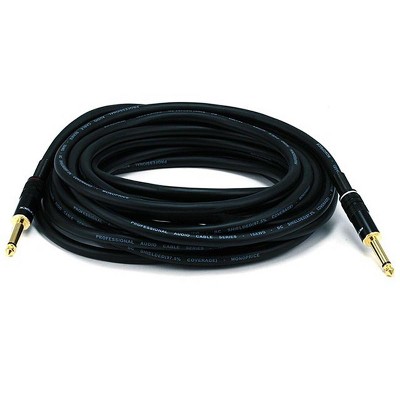 Monoprice Audio Cable Cord - 25 Feet - Black | 1/4 Inch (TS) Male to Male -16AWG, Gold Plated - Premier Series
