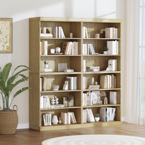 PexFix 84"x31"x16" Wood Bookshelf with Adjustable Shelves in Natural Color - 1 of 3