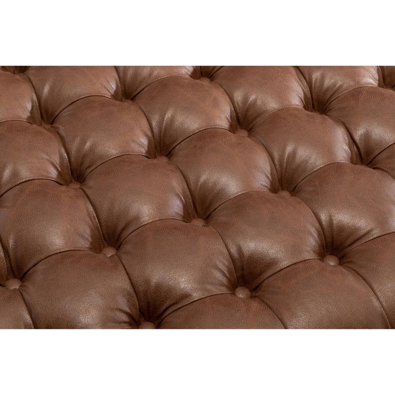 56" Wide Button Tufted Metal Ottoman - WOVENBYRD, 5 of 14