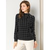 INSPIRE CHIC Women's Bow Tie Neck Keyhole Back Grid Checks Office Work Blouses - 3 of 4