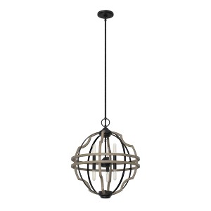 Hunter Fans 19.25" Stone Creek Ceiling Light French Oak Finish - Elegant 6-Bulb Pendant for Modern Farmhouse Style - 1 of 4