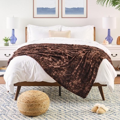 Chocolate Twin Reversible Faux Fur Throw Blanket