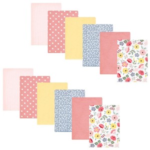 Hudson Baby Infant Girl Cotton Flannel Burp Cloths Bundle, Modern Botanical, One Size - 1 of 4