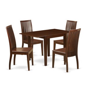 5-Piece Mahogany Finish Solid Wood Top - Dining Room Set - Seats 4 - 1 of 4