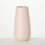 12"H Sullivans Matte Blush Scalloped Vase, Pink