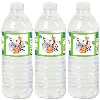 Big Dot of Happiness Jungle Party Animals - Safari Zoo Animal Birthday Party or Baby Shower Water Bottle Sticker Labels - Set of 20